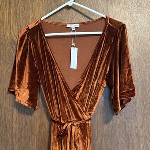 Baltic Born Rust Velvet Maxi Wrap Dress